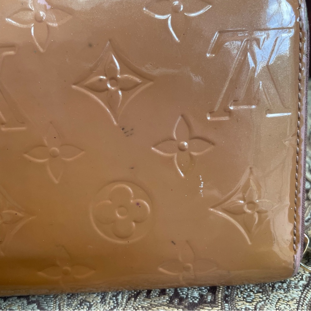 Louis Vuitton Caramel Light Brown Vernis Zip Around Long Wallet Zippy Authentic - Picture 3 of 15
